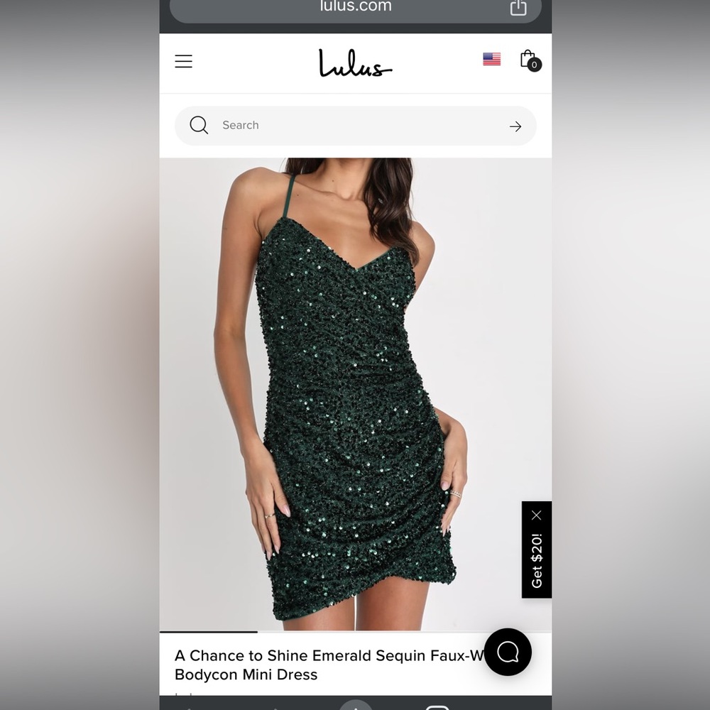 New with Tags Lulus Green Sequin Dress. Size Small